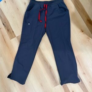 Figs Women's L Grey Joggers with Red Drawstring